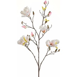 Emerald Kunstbloem Magnolia tak - 105 cm - creme wit/roze - Kunstbloemen