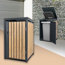 1 afvalbak tot 240L 68x80x116,3 cm gemaakt van staal in lariks look ML design
