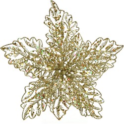 Poinsettia plastic d23.50h10cm goud