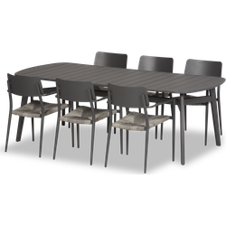 Lanterfant® Eettafel en stoelen - Olivier en Julien - Aluminium - Antraciet