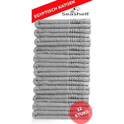 Seashell Gastendoekjes - 12 stuks - 100% Egyptisch Katoen - zware kwaliteit - 30x50 - lichtgrijs