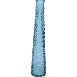 Vaas/bloemenvaas van gerecycled glas - D7 x H32 cm - transparant blauw - Vazen