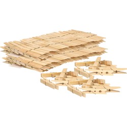 Excellent Houseware Wasknijpers - 100x - bamboe hout - 7 cm - Knijpers
