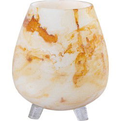 PTMD Windlicht Jamillia - 19x19x21 cm - Glas - Geel