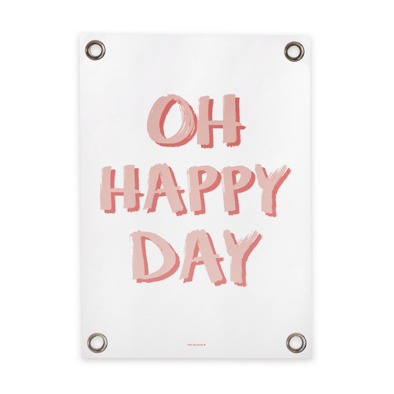 Tuin poster wit roze happy day (70x100cm) - 