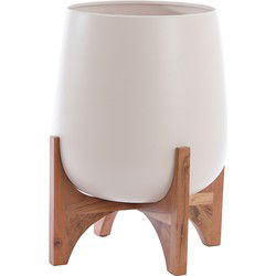 Light&living Pot op voet deco Ø44x53 cm KARUNA hout+mat crème
