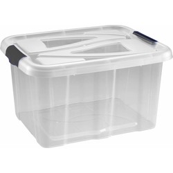 Hega Hogar opbergbox - transparant/zilvergrijs- 30 liter - 49 cm - Opbergbox