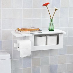 Toiletpapier houder - Wc rolhouder - 1 opbergvak - Handdoekhouder - 50x18x17 cm