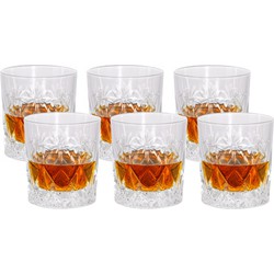 Luxe drinkglazen/whiskeyglazen - 6x stuks - transparant - 230 ml - 7,5 x 8,5 cm - Drinkglazen