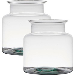 2x stuks transparante home-basics vaas/vazen van glas 19 x 19 cm - Vazen