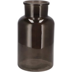 DK Design Bloemenvaas melkbus fles - helder glas zwart - D15 x H26 cm - Vazen
