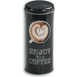 Kesper Koffie bewaarblik voor pads Enjoy your coffee - metaal - zwart - Voorraadblikken