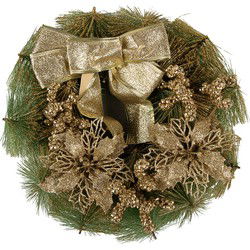 Clayre & Eef Kerstkrans Ø 30 cm Goudkleurig Kunststof