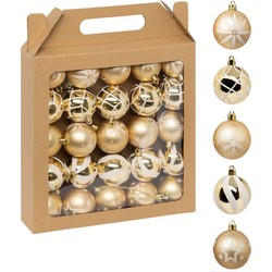 Feeric Christmas gedecoreerde kerstballen 25x- 6 cm - goud -kunststofA - Kerstbal