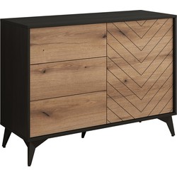 Meubella Dressoir Dolores - Eiken - Zwart - 104 cm - met lades