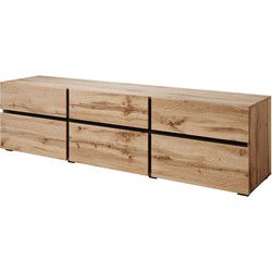 Meubella - TV-Meubel Cainan - Eiken - Zwart - 180 cm
