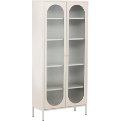 RebellenClub Makani Vitrinekast - Glazen Deuren - Kast - 180 x 80cm - Beige