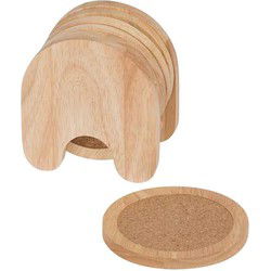 Cosy & Trendy Glazenonderzetters - 5x - bruin - hout - 10 cm - Glazenonderzetters
