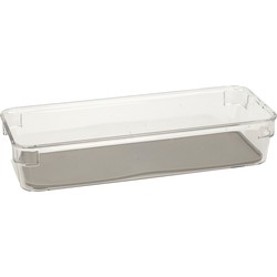 Bestekbak/keuken organizer 1-vaks Tidy Smart grijs transparant kunststof 23 x 9 x 4,5 cm - Bestekbakken