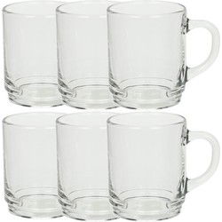 Arcoroc Theeglazen - 6x stuks - glas - 250 ml - stapelbaar - Koffie- en theeglazen
