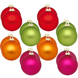 24x stuks glazen kerstballen gekleurd 8 cm - Kerstbal