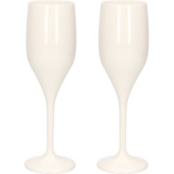 Set van 2x stuks champagneglazen/prosecco flutes wit 150 ml van onbreekbaar kunststof - Champagneglazen