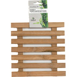 Haushaltshelden pannenonderzetter - vierkant - D17 cm - bamboe hout - Panonderzetters