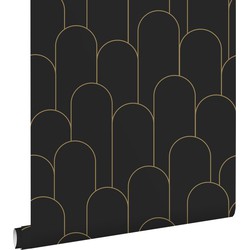 ESTAhome behang art deco motief zwart en goud - 50 x 900 cm - 139658