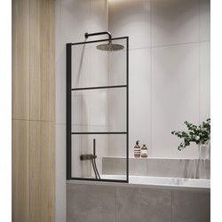 Badplaats Badwand Berkan 60 x 140 cm - Zwart - Badscherm Draaibaar 5 mm dik - Veiligheidsglas en Antikalk