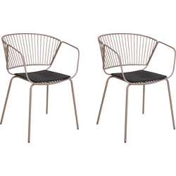 RIGBY - Eetkamerstoel set van 2 - Beige - Metaal