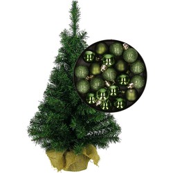 Mini kerstboom/kunst kerstboom H45 cm inclusief kerstballen groen - Kunstkerstboom