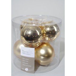 4 stuks - 6 kerstballen licht goud glans-mat 80 mm - KSD