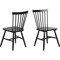 Eetkamerstoel - Zwart Hout - Zithoogte 44,5cm - Urvik - Set van 2