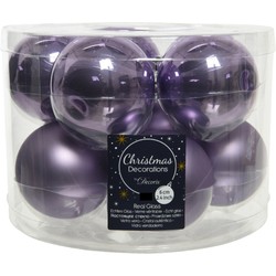 20x stuks glazen kerstballen heide lila paars 6 cm mat/glans - Kerstbal