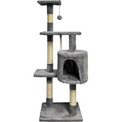 PALOMA Krabpaal donkergrijs 40 x 40 x 114 cm - 3 platforms, 1 touw, 1 nis, krabpalen