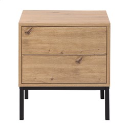 Nachtkastje met 2 lades, eikendecor, hoogte 50 cm - LENNY