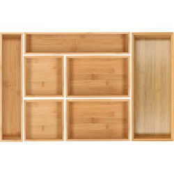 Lade bakjes/organize set - Tidy Smart - 7-delig - bamboe - 40 x 60 cm - opbergsysteem - Bestekbakken