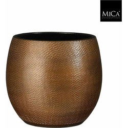 Mica Decorations Bloempot Porto - 22.5x22.5x23 cm - Terracotta - Brons,Metallic