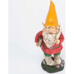 Tuinkabouter met veer en bruin boek