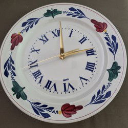 Boerenbont Wandklok Vintage rond 27 cm goudkleurige wijzers