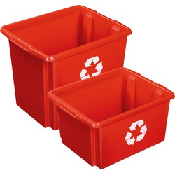 Sunware opslagboxen kunststof rood set van 4x in formaten 32 en 45 liter - Opbergbox