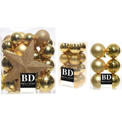 55x stuks kunststof kerstballen met ster piek goud mix 4, 5, 6 en 8 cm - Kerstbal