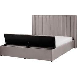 NOYERS  - Waterbed met opbergruimte - Grijs - 160 x 200 cm - Fluweel