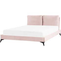 MELLE  - Tweepersoonsbed - Pastelroze - 160 x 200 cm - Fluweel