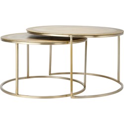 Light&living Salontafel S/2 Ø65x39+Ø75x45 cm TALCA licht goud