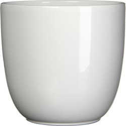 Mica Decorations Bloempot/plantenpot - wit - keramiek - D19 cm x H18 - Plantenpotten