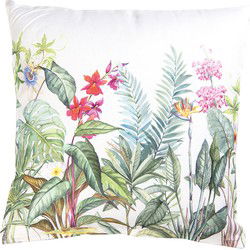 Clayre & Eef Kussenhoes Wit Groen Katoen Jungle Botanics