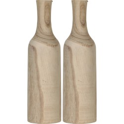 2x Decoratie fles vaas/vazen van hout 47 x 14 cm bruin - Vazen
