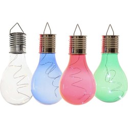 4x Buitenlampen/tuinlampen lampbolletjes/peertjes 14 cm transparant/blauw/groen/rood - Buitenverlichting