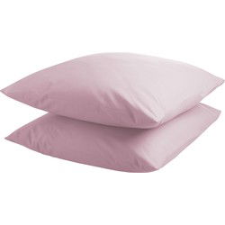 DoubleDry Kussensloop 2 stuks - 100% natuurlijk katoen - 2x 60x70 - licht roze